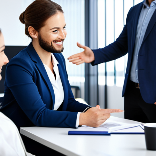 **

"A supportive business coach, fully clothed in professional attire, guiding a team member in a modern office setting. The atmosphere is collaborative and encouraging. Safe for work, appropriate content, perfect anatomy, natural pose, well-formed hands, proper finger count, natural body proportions, professional, modest, family-friendly."

**
