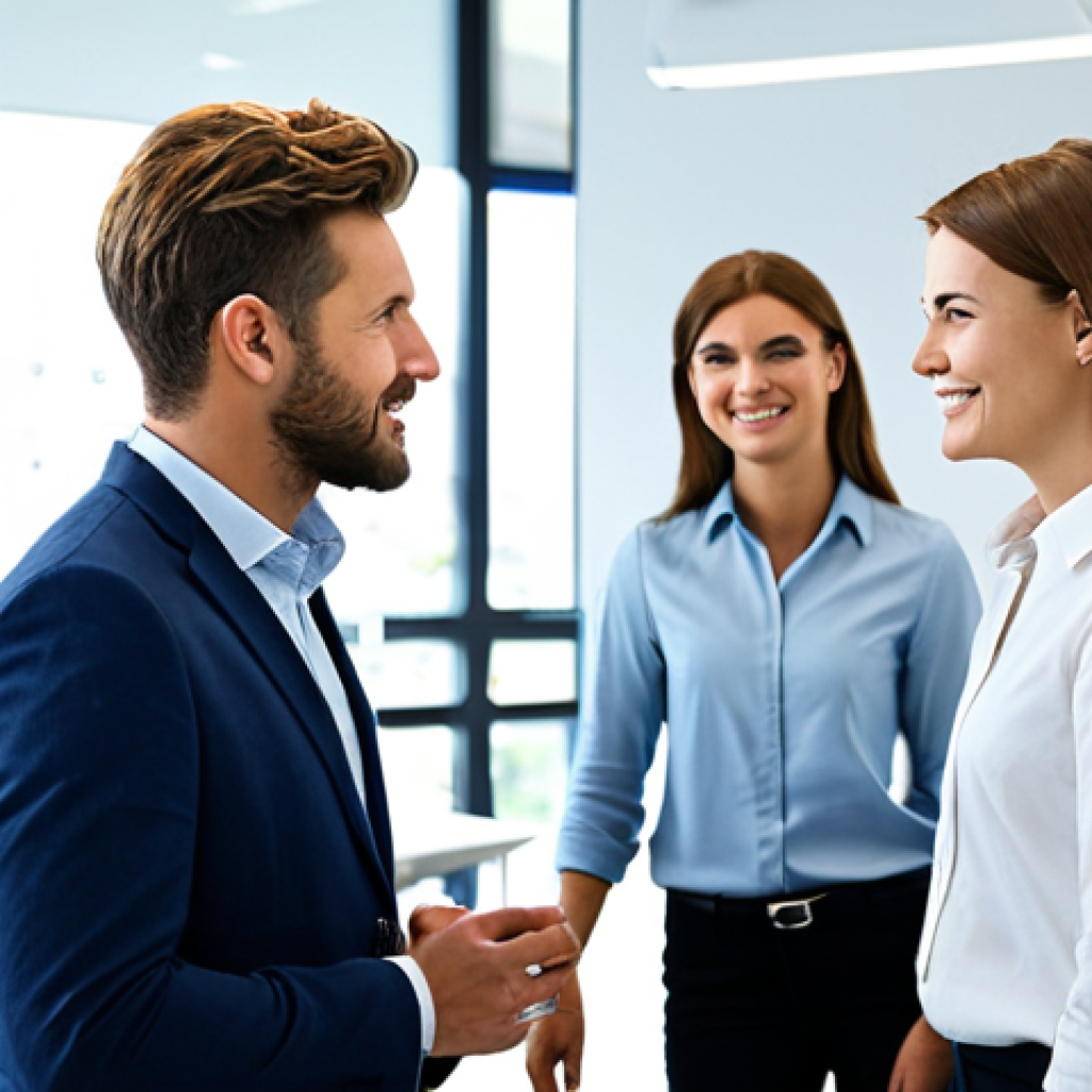 코칭 리더십에서의 지속적인 피드백 문화 - Constructive Feedback in a Modern Office**
A team meeting in a bright, modern office. A manager is ...